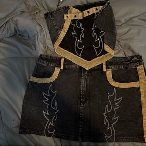 Stylish Black and Tan Women's Skirt/ top